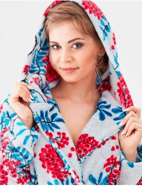 Теплый халат Key LGD 568, Цвет: белый/красный, Размеры: S/M, изображение 3