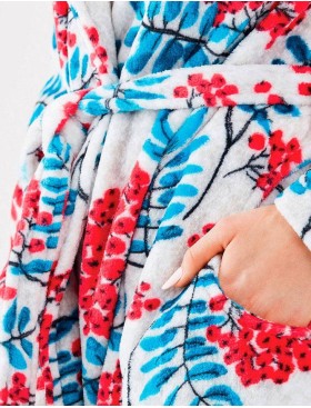 Теплый халат Key LGD 568, Цвет: белый/красный, Размеры: S/M, изображение 4