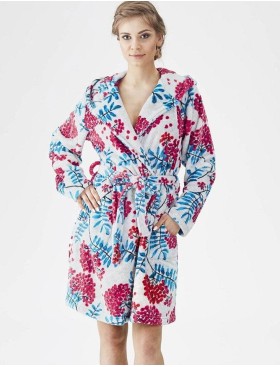 Теплый халат Key LGD 568, Цвет: белый/красный, Размеры: S/M, изображение 2