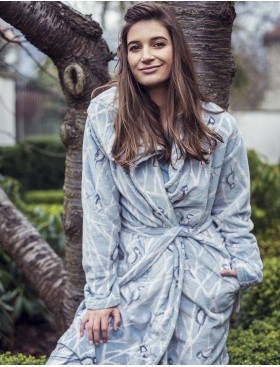 Теплый флисовый халат Key LGD 892, Цвет: голубой, Размеры: S/M