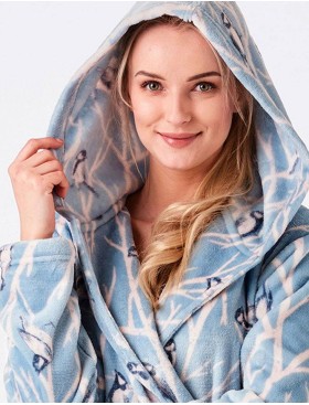 Теплый флисовый халат Key LGD 892, Цвет: голубой, Размеры: S/M, изображение 3