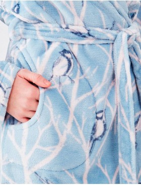 Теплый флисовый халат Key LGD 892, Цвет: голубой, Размеры: S/M, изображение 4