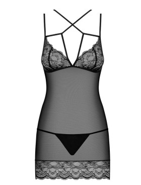 Сексуальная сорочка Obsessive FRIVOLLA CHEMISE, Цвет: черный, Размеры: S/M, изображение 3