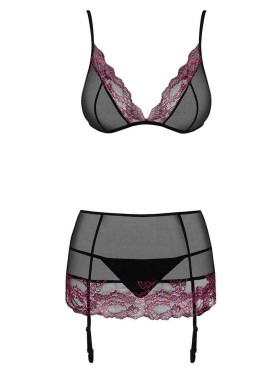 Комплект с поясом Obsessive SEDUSIA SET, Цвет: черный, Размеры: S/M, изображение 3