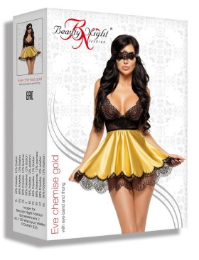 Бэби-долл с трусиками и повязкой на глаза Beauty Night EVE CHEMISE золотой, Цвет: золотой, Размеры: S/M, изображение 4