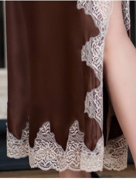 Сорочка шелковая длинная Mia-Amore MARILIN 3104 шоколадный, Цвет: шоколадный, Размеры: M, изображение 4