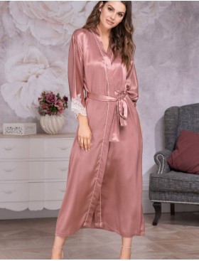 Длинный шелковый халат Mia-Amore MARILIN DELUXE 3449 чайная роза, Цвет: чайная роза, Размеры: 2XL