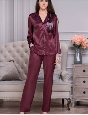 Шелковый комплект с брюками Mia-Amore LAURA 3296 бордовый, Цвет: бордовый, Размеры: L