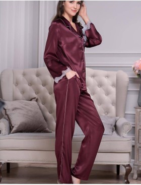 Шелковый комплект с брюками Mia-Amore LAURA 3296 бордовый, Цвет: бордовый, Размеры: L, изображение 3