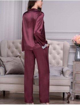 Шелковый комплект с брюками Mia-Amore LAURA 3296 бордовый, Цвет: бордовый, Размеры: L, изображение 2