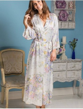 Халат-кимоно шелковый длинный Mia-Amore LILIANNA 5999, Цвет: молочный, Размеры: 4XL/5XL