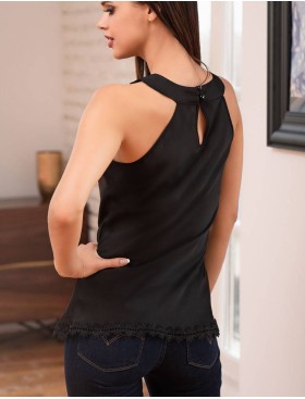 Топ атласный с круглым воротником Mia-Amore MILAN 8324 черный, Цвет: черный, Размеры: XS, изображение 2