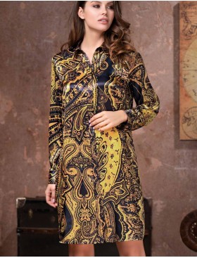 Ночная рубашка-халат Mia-Amore ARMANI GOLD 3497, Цвет: темно-синий/золотой, Размеры: M, изображение 3