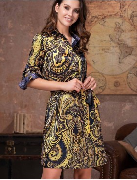 Ночная рубашка-халат Mia-Amore ARMANI GOLD 3497, Цвет: темно-синий/золотой, Размеры: M, изображение 2