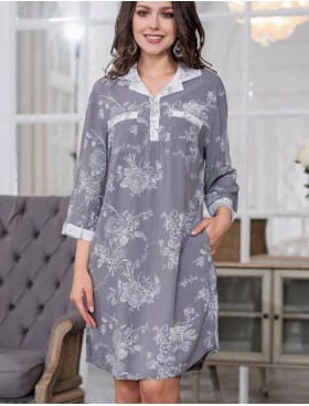 Туника вискозная Mia-Mella COLLETT 6527, Цвет: серый+белый, Размеры: XS