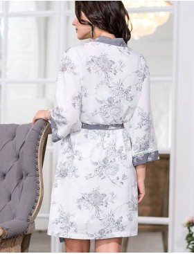 Халат-кимоно из вискозы Mia-Mella COLLETT 6553, Цвет: серый+белый, Размеры: L/XL, изображение 2