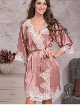 Шелковый халат-кимоно Mia-Amore MARILIN DELUXE 3443 чайная роза, Цвет: чайная роза, Размеры: L/XL
