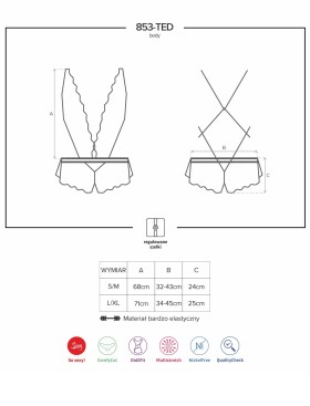 Эротическое боди Obsessive 853 TED-1 красный, Цвет: красный, Размеры: S/M, изображение 5