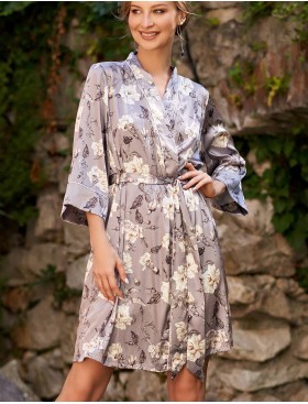 Халат-кимоно из натурального шелка Mia-Amore GRACIA 3583, Цвет: серый, Размеры: L/XL