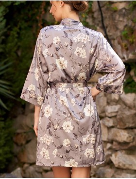 Халат-кимоно из натурального шелка Mia-Amore GRACIA 3583, Цвет: серый, Размеры: L/XL, изображение 2