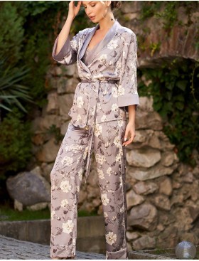 Шелковый комплект-тройка Mia-Amore GRACIA 3586, Цвет: серый, Размеры: S