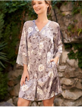 Шелковая рубашка халат Mia-Amore GRACIA 3587, Цвет: серый, Размеры: L