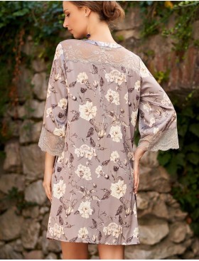 Шелковая рубашка халат Mia-Amore GRACIA 3587, Цвет: серый, Размеры: L, изображение 2