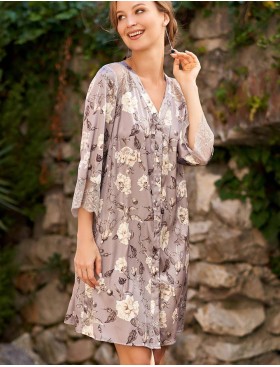 Шелковая рубашка халат Mia-Amore GRACIA 3587, Цвет: серый, Размеры: L, изображение 3