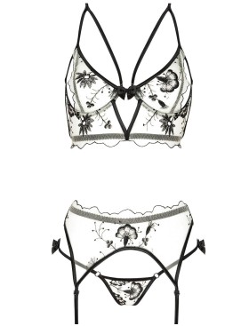 Сексуальный комплект с поясом Beauty Night SAVANNAH SET, Цвет: черный/бежевый, Размеры: L/XL, изображение 4