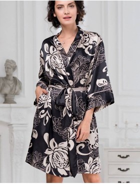 Халат-кимоно атласный Mia-Amore DA VINCI 8443 черный, Цвет: черный, Размеры: 2XL/3XL
