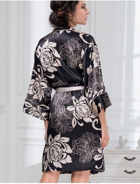 Халат-кимоно атласный Mia-Amore DA VINCI 8443 черный, Цвет: черный, Размеры: 2XL/3XL, изображение 2