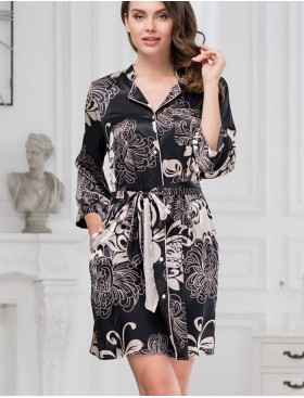 Атласная рубашка-халат Mia-Amore DA VINCI 8447 черный, Цвет: черный, Размеры: M, изображение 3