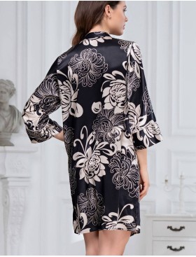 Атласная рубашка-халат Mia-Amore DA VINCI 8447 черный, Цвет: черный, Размеры: M, изображение 2