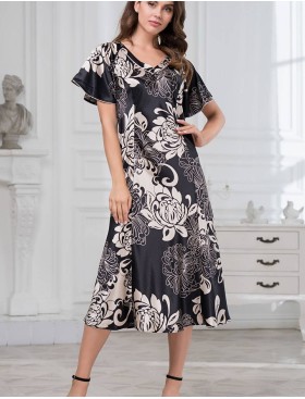 Сорочка атласная длинная Mia-Amore DA VINCI 8448 черный, Цвет: черный, Размеры: L