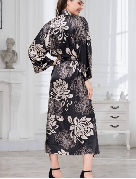 Халат-кимоно атласный длинный Mia-Amore DA VINCI 8449 черный, Цвет: черный, Размеры: 2XL/3XL, изображение 2