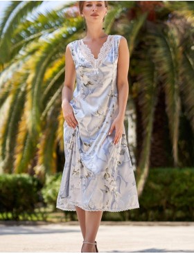 Сорочка длинная шелковая Mia-Amore NOVELLA 3608, Цвет: голубой микс, Размеры: XL, изображение 3