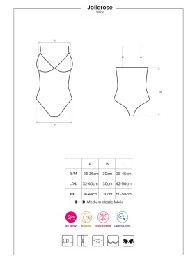 Эротическое боди Obsessive JOLIEROSE CROTCHLESS, Цвет: красный, Размеры: S/M, изображение 7