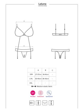 Эротическое боди Obsessive LALUNA CROTCHLESS, Цвет: черный, Размеры: S/M, изображение 7