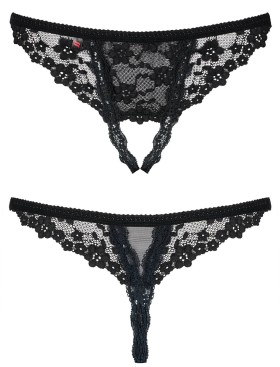 Эротические трусики  Obsessive LETICA CROTCHLESS THONG, Цвет: черный, Размеры: S/M, изображение 4