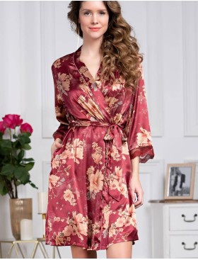 Шелковый халат-кимоно Mia-Amore BURGUNDIA 3623, Цвет: бургундия, Размеры: 2XL/3XL