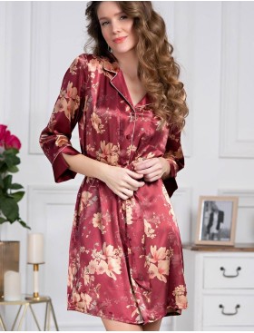 Рубашка-халат из шелка Mia-Amore BURGUNDIA 3627, Цвет: бургундия, Размеры: 2XL