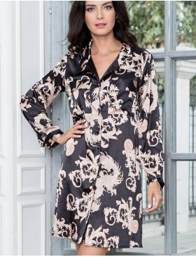 Атласная рубашка-халат Mia-Amore VERSACHI GOLD 9937, Цвет: версаче, Размеры: S