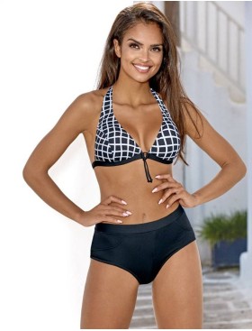 Купальник-халтер Lorin L1095/0, Цвет: черно-белый, Размеры: 70D