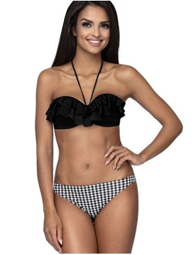 Раздельный купальник бандо с пуш-ап Lorin L2307/0, Цвет: черно-белый, Размеры: 70D, изображение 3