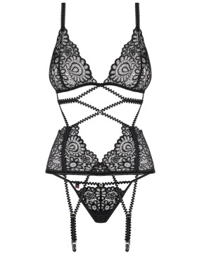 Корсет с трусиками Obsessive MIXTY CORSET, Цвет: черный, Размеры: L/XL, изображение 3