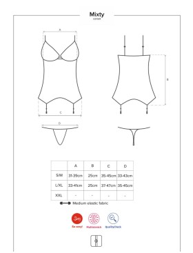 Корсет с трусиками Obsessive MIXTY CORSET, Цвет: черный, Размеры: L/XL, изображение 5