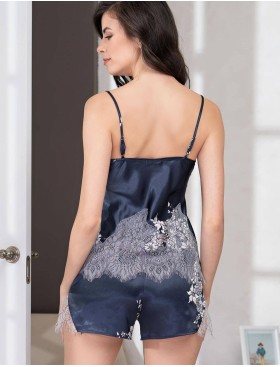 Шелковая пижама с шортами Mia-Amore ALEXANDRIA 3572, Цвет: темно-синий, Размеры: S, изображение 2