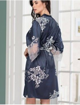 Халат-кимоно шелковый Mia-Amore ALEXANDRIA 3573, Цвет: темно-синий, Размеры: XS, изображение 2