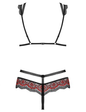 Эротический комплект Obsessive MEGIES SET CROTCHLESS, Цвет: чёрно/красный, Размеры: L/XL, изображение 4