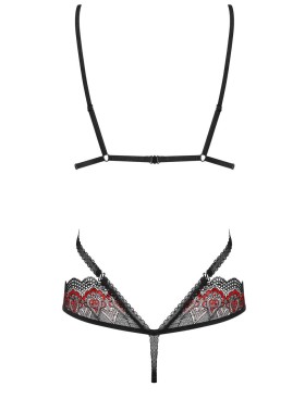 Эротическое боди Obsessive MEGIES TED, Цвет: чёрно/красный, Размеры: S/M, изображение 4